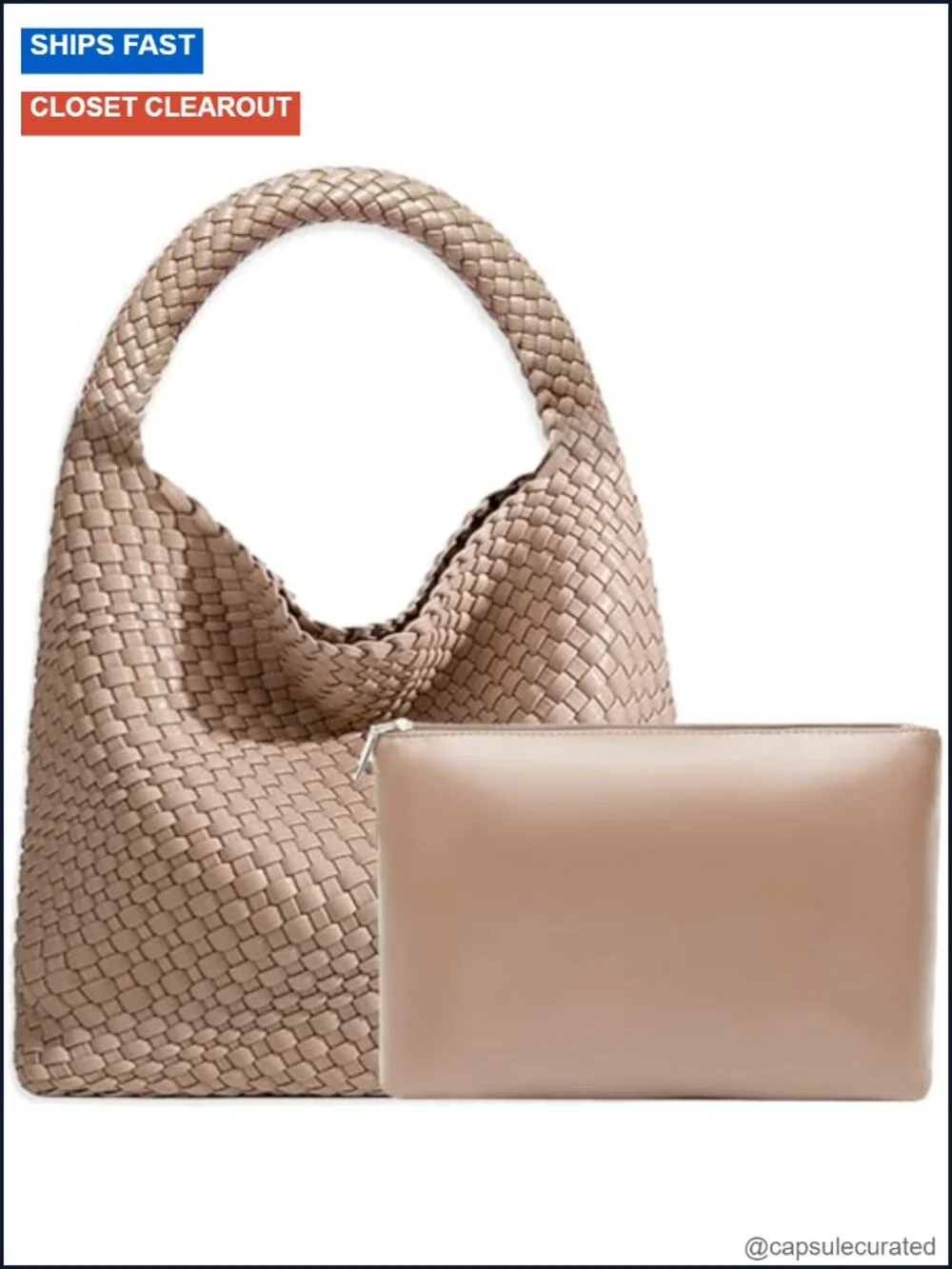 Woven Tote Bag for Women Hobo Handbag Faux Leather Shoulder Bag
